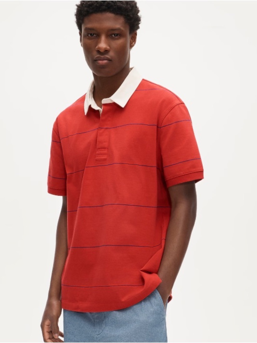 J crew Short-sleeve rugby shirt in stripe